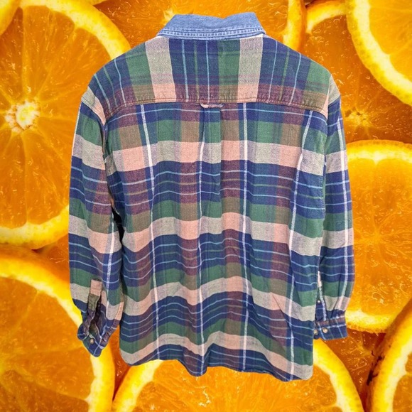 New‎ River Plaid Flannel with Denim Collar Button Up Shirt Size XL - Picture 5 of 5